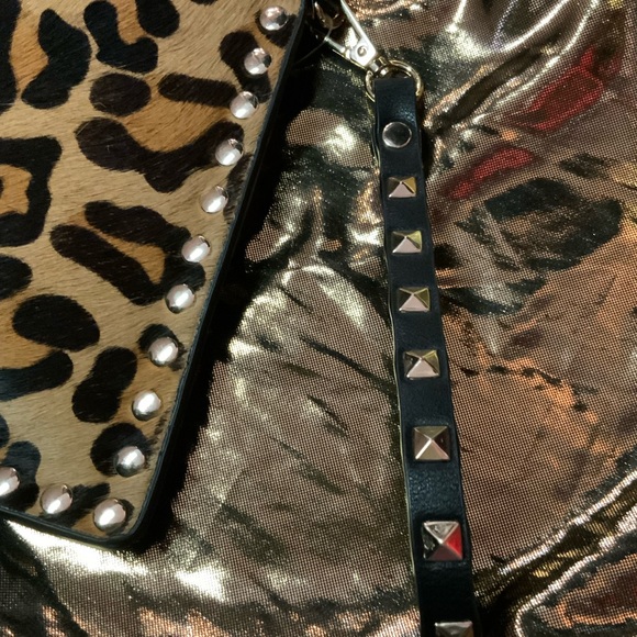 Studded Leopard Clutch